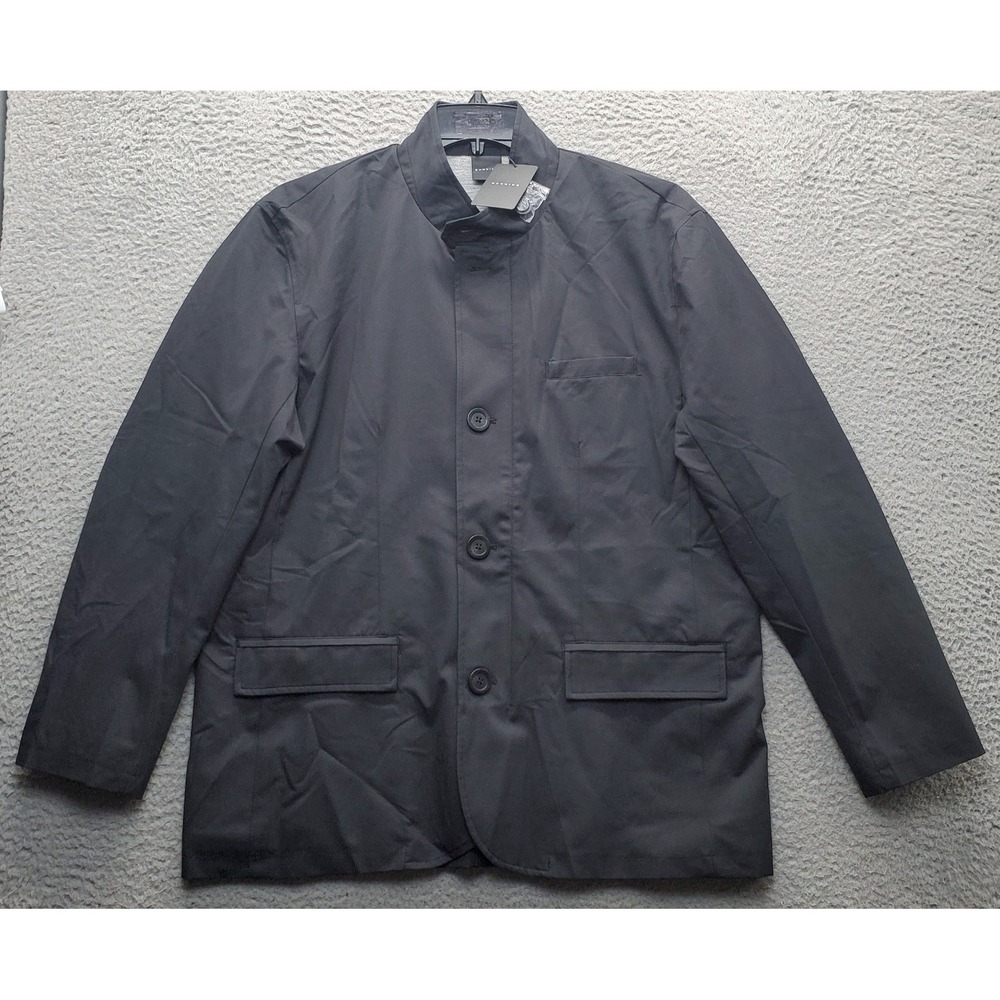 Dunning Golf Rain Jacket Mens Large Black Long Sleeve Button Front Inside Zipper